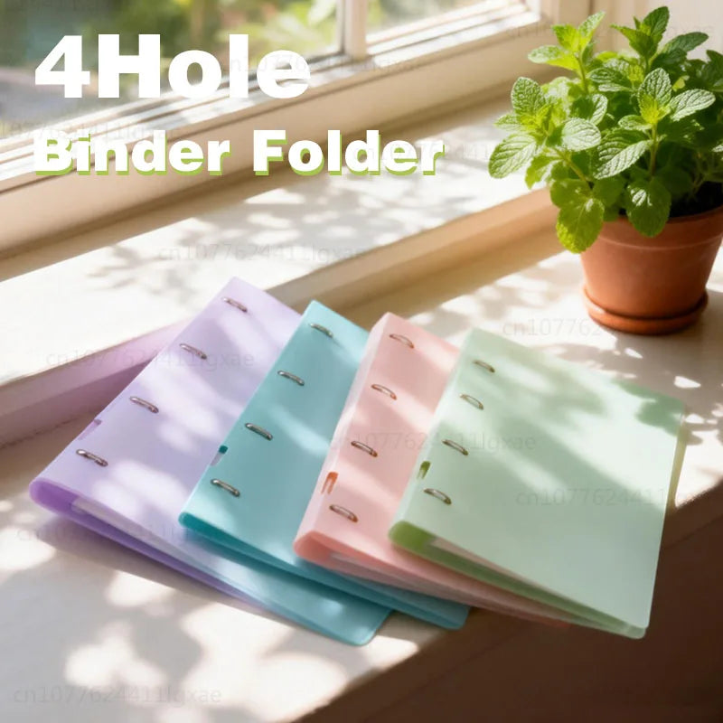 NEW Portable 4-Hole D-Type Folder A4 Plastic Storage Folder Loose-Leaf Storage Box File Bag Student File File Storage Box