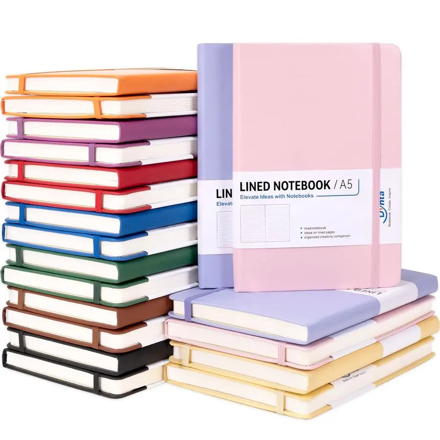 20 Pack Hardcover Journals Bulk, A5 Lined Notebooks for Work, 200 Pages 100 Sheets, 5.8 x 8.4 inch, 10 Colors College Ruled Note