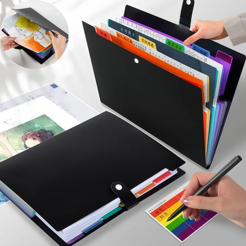 A4 Multi-layer 7-grid Folder,Color Classification File Bag,Student Paper Storage,Office Data Compilation Book,Thickened PP